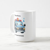 Happy Cartoon Feuerwehrauto bereit zum Rollen Kaffeetasse (Vorderseite Links)