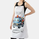 Happy Cartoon Feuerwehrauto bereit zum Rollen Schürze (InSitu)