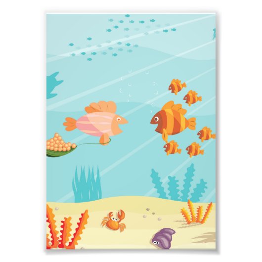 Happy Cartoon Fish Families Fotodruck (Vorne)