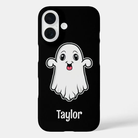 Happy Cartoon Ghost mit personalisierbarem Namen s Case-Mate iPhone Hülle (Rückseite)