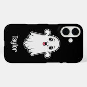 Happy Cartoon Ghost mit personalisierbarem Namen s Case-Mate iPhone Hülle (Rückseite (Horizontal))