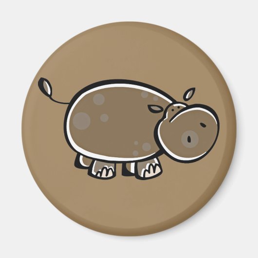 Happy Cartoon Hippo Magnet (Vorne)