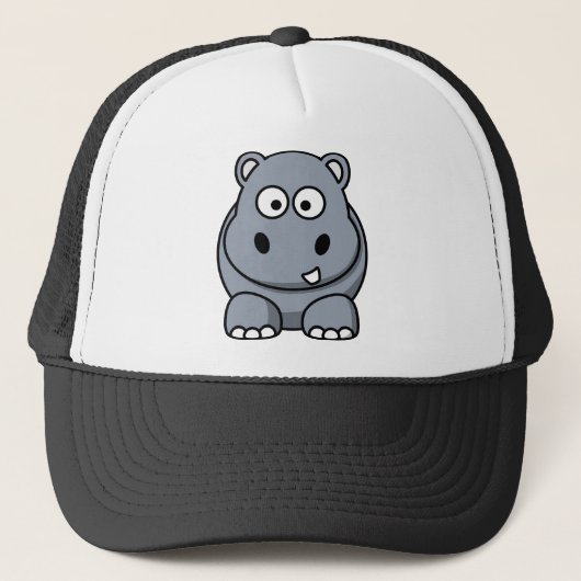 Happy Cartoon Hippo Truckerkappe (Vorderseite)