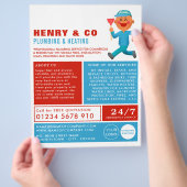 Happy Cartoon Klempner, Klempner, Klempnerwerbung Flyer (Hand)