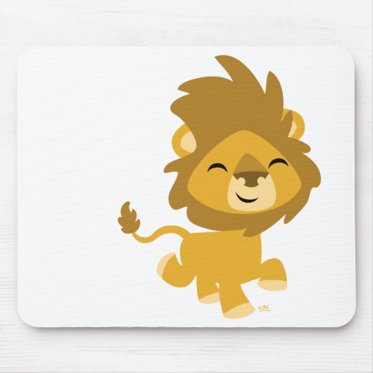 Happy Cartoon Lion Rundaufkleber Mousepad (Vorne)
