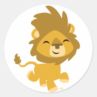 Happy Cartoon Lion Rundaufkleber Runder Aufkleber