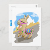 Happy Cartoon Llama Postkarte (Vorne/Hinten)