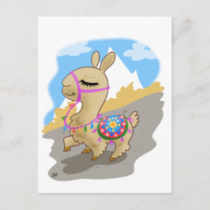 Happy Cartoon Llama Postkarte