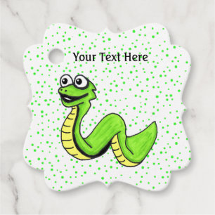 Happy Cartoon Niedlich Snake Bright Green Dots Geschenkanhänger