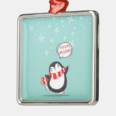 Happy Cartoon Penguin Ornament Aus Metall (Links)