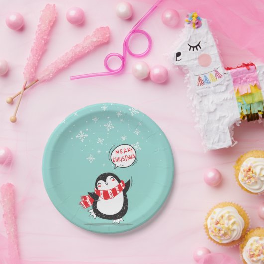 Happy Cartoon Penguin Pappteller (Party)