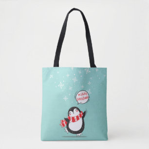 Happy Cartoon Penguin Tasche