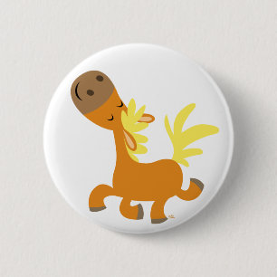 Happy Cartoon Pony Button Abzeichen