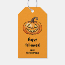 Happy Cartoon Pumpkin Orange Halloween Geschenkanhänger