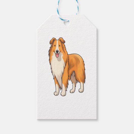 Happy Cartoon Rough Collie Geschenkanhänger (Vorderseite)