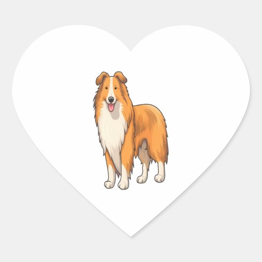 Happy Cartoon Rough Collie Herz-Aufkleber (Vorderseite)