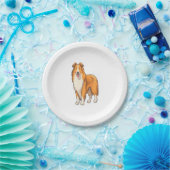 Happy Cartoon Rough Collie Pappteller (Party)