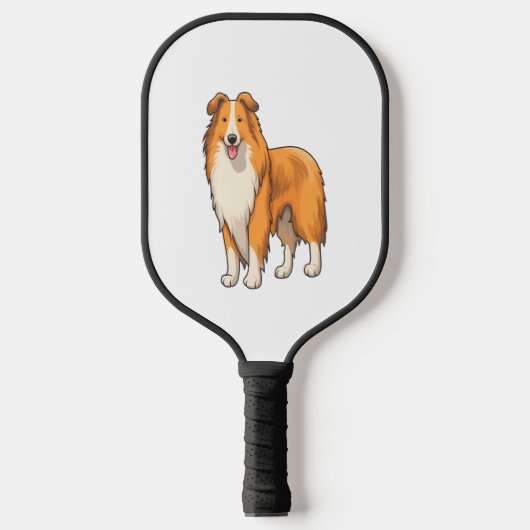 Happy Cartoon Rough Collie Pickleball Schläger (Vorderseite)