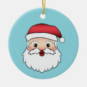 Happy Cartoon Santa Claus Head On Blue Keramik Ornament (Vorne)