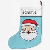 Happy Cartoon Santa Claus Head On Blue Kleiner Weihnachtsstrumpf (Rückseite)