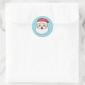 Happy Cartoon Santa Claus Head On Blue Runder Aufkleber (Tasche)