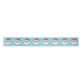 Happy Cartoon Santa Claus Heads On Blue Satinband (Vorderseite)