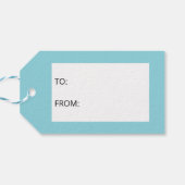 Happy Cartoon Santa Claus Kopf auf blau und Text Geschenkanhänger (Rückseite Horizontal)