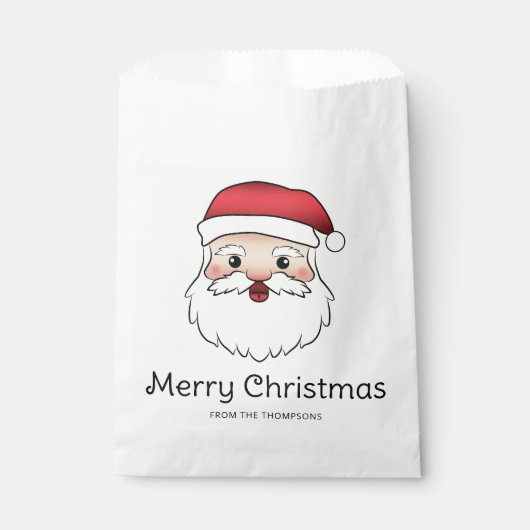 Happy Cartoon Santa Claus Kopf auf blau und Text Geschenktütchen (Vorderseite)