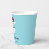 Happy Cartoon Santa Claus Kopf auf blau und Text Pappbecher (Links)
