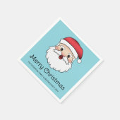 Happy Cartoon Santa Claus Kopf auf blau und Text Serviette (Ecke)