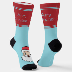 Happy Cartoon Santa Claus Kopf mit benutzerdefinie Socken