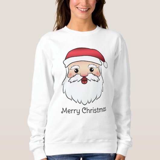 Happy Cartoon Santa Claus Kopf mit benutzerdefinie Sweatshirt (Vorderseite)