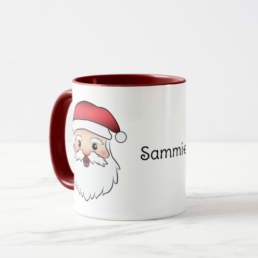 Happy Cartoon Santa Claus Kopf mit Individuelle Na Tasse (Vorderseite Links)