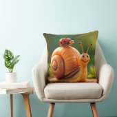 Happy Cartoon Snail Hosting Ladybug Kissen (Stuhl )