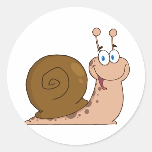 Happy Cartoon Snail Runder Aufkleber (Vorderseite)