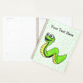Happy Cartoon Snake Bright Green auf Punkten Planer (Anzeige)