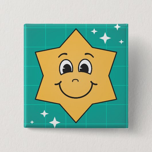 Happy Cartoon Stern Gesicht Lächeln, Weihnachten D Button (Vorderseite)