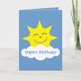 Happy Cartoon Sun Blue Geburtstagkarte Karte
