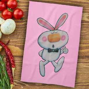 Happy Cartoon thumbs Up Bunny Bow Krawatte Pink Geschirrtuch