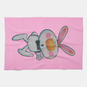 Happy Cartoon thumbs Up Bunny Bow Krawatte Pink Geschirrtuch (Horizontal)