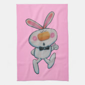 Happy Cartoon thumbs Up Bunny Bow Krawatte Pink Geschirrtuch (Vertikal)