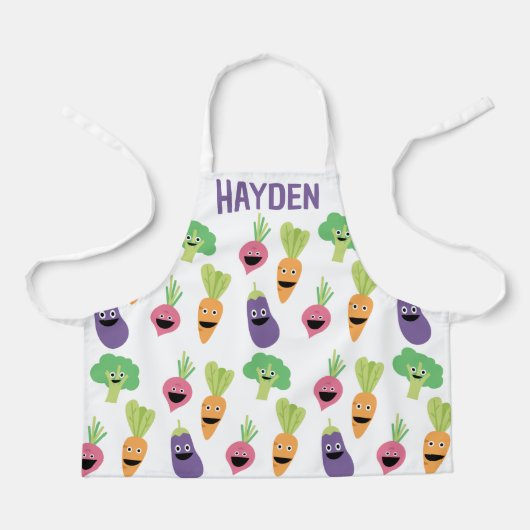 Happy Cartoon Vegetables Personalised Schürze (Vorderseite)