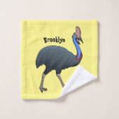 Happy Cassowary Vogel Cartoon Illustration Badhandtuch Set (Waschlappen)