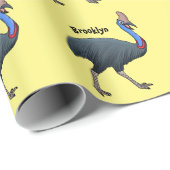 Happy Cassowary Vogel Cartoon Illustration Geschenkpapier (Rolleneckpunkt)