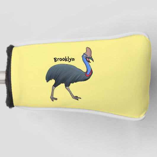 Happy Cassowary Vogel Cartoon Illustration Golf Headcover (Vorderseite)