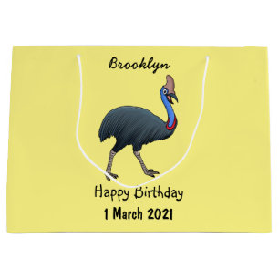 Happy Cassowary Vogel Cartoon Illustration Große Geschenktüte