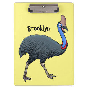 Happy Cassowary Vogel Cartoon Illustration Klemmbrett