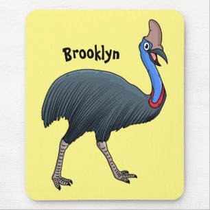 Happy Cassowary Vogel Cartoon Illustration Mousepad