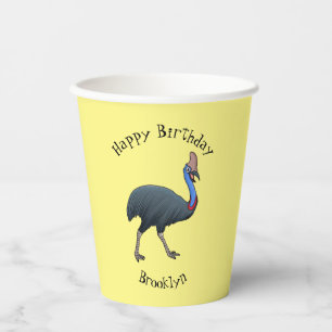 Happy Cassowary Vogel Cartoon Illustration Pappbecher