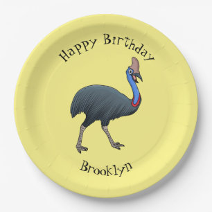 Happy Cassowary Vogel Cartoon Illustration Pappteller